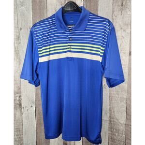 PRO TOUR Golf Short Sleeve Polo SHIRT Blue Stripe Green White Men's Size XL
